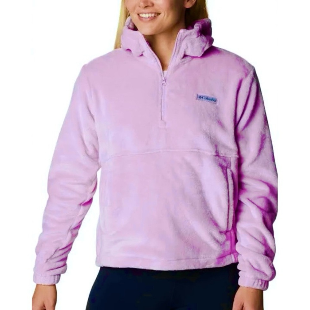 Columbia Pink Sweatshirt Relaxed Fit Fireside Fleece Hoodie size Large NWT lilac